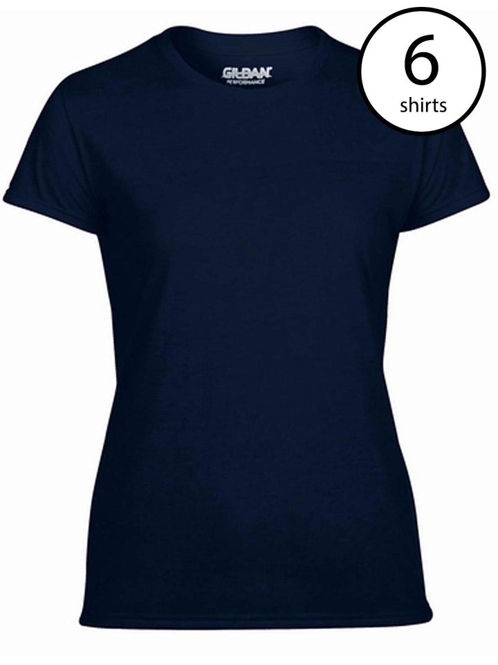 Gildan Missy Fit Women's X-Small Adult Short Sleeve T-Shirt, Navy (6 Pack)