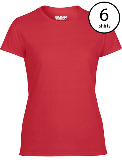 Gildan Missy Fit Womens XS Adult Performance Short Sleeve T-Shirt, Red (6 Pack)