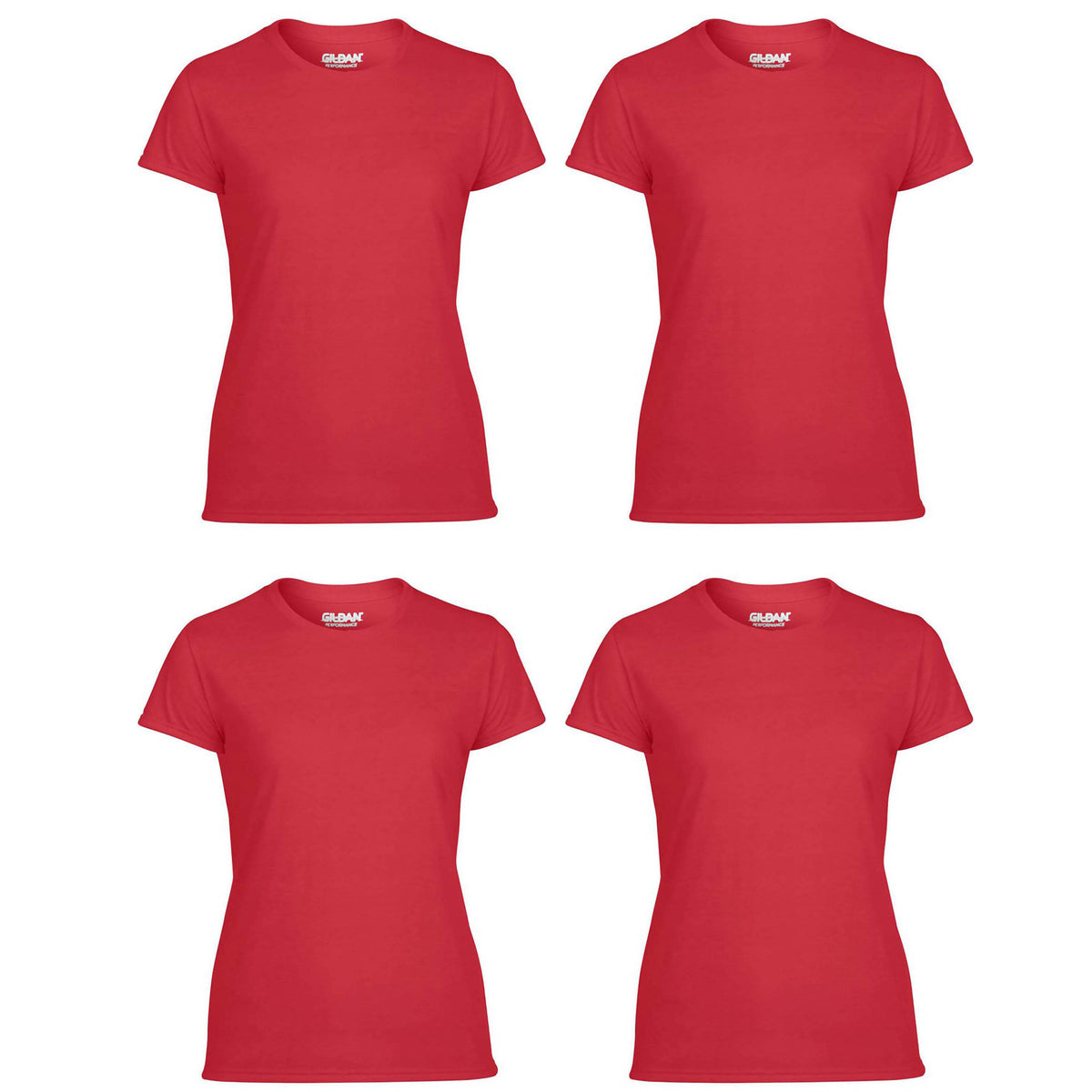 Gildan Missy Fit Womens XS Adult Performance Short Sleeve T-Shirt, Red (4 Pack)