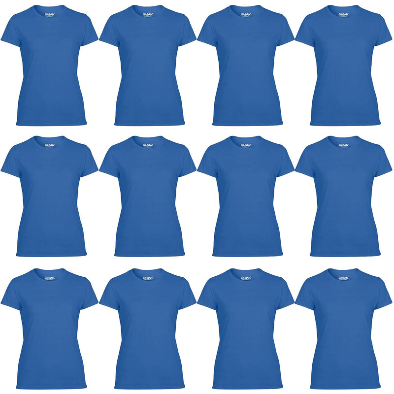 Gildan Missy Fit Womens Large Adult Short Sleeve T-Shirt, Royal Blue (12 Pack)