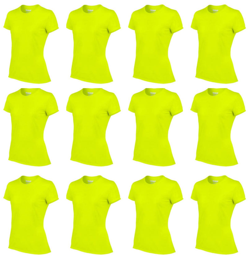 12 Gildan Missy Fit Womens Small S Adult Performance Short Sleeve T-Shirt Yellow