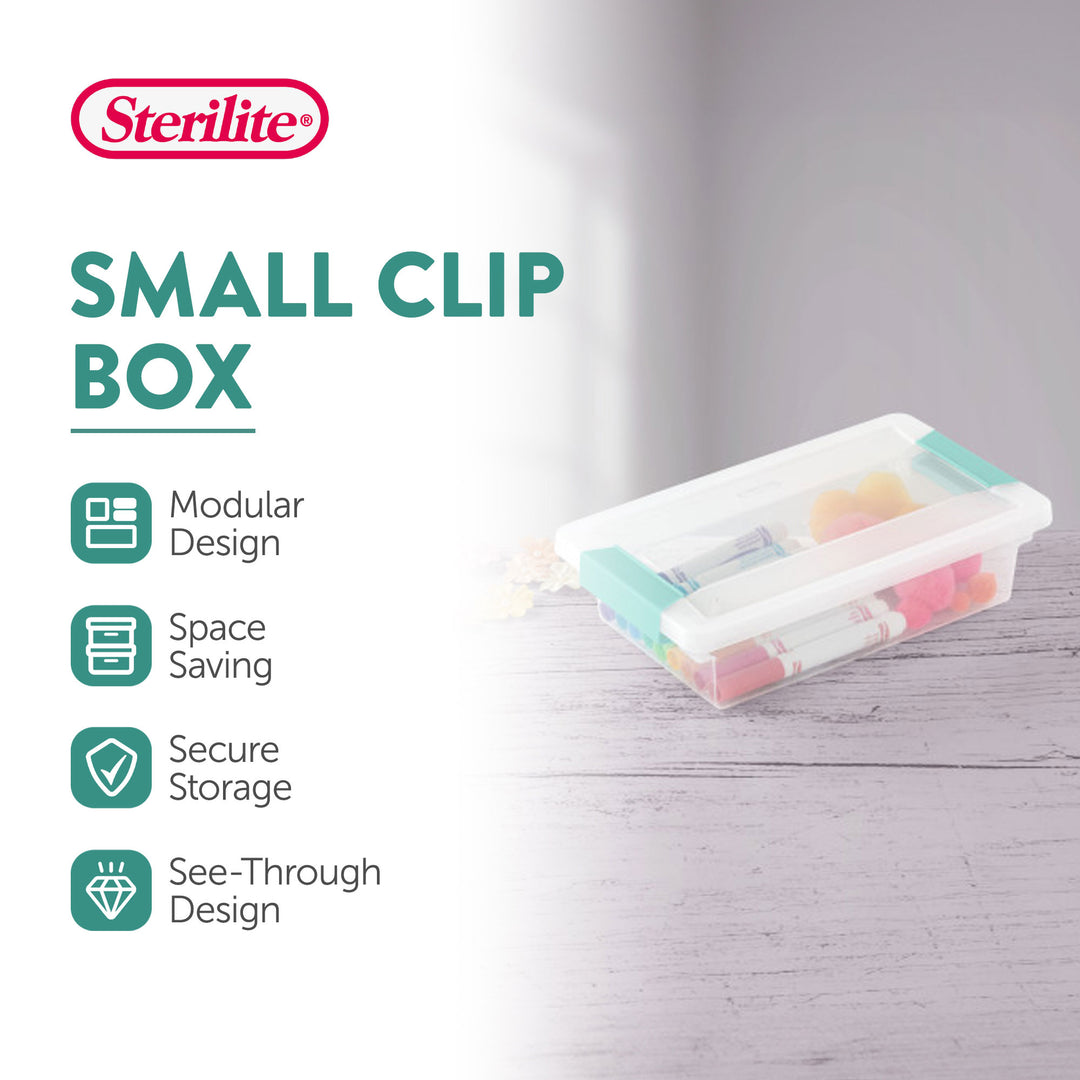 Sterilite Small Clip Box Clear Storage Bins Tote Container with Latching Lid, 6 Pack