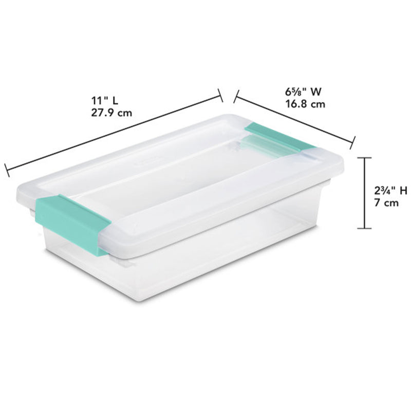 Sterilite Small Clip Box Clear Storage Tote Container with Latching Lid, 12 Pack