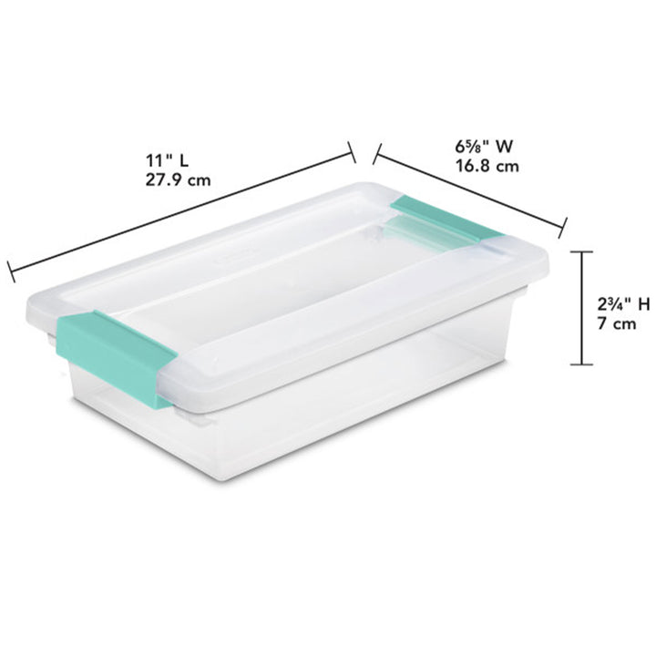 Sterilite Small Clip Box Clear Storage Bins Tote Container with Latching Lid, 6 Pack
