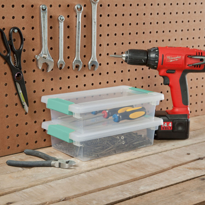 Sterilite Small Clip Box Clear Storage Bins Tote Container with Latching Lid, 6 Pack