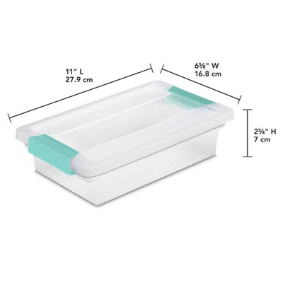 Sterilite Small Clip Box Clear Storage Tote Container with Latching Lid, 12 Pack