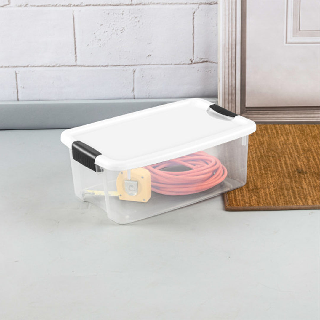 Sterilite 18 Qt Clear Plastic Stackable Storage Bin w/ White Latch Lid, (6 Pack) - VMInnovations