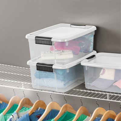 Sterilite 18 Quart Clear Plastic Stackable Storage Bin w/ Latch Lid, (12 Pack)