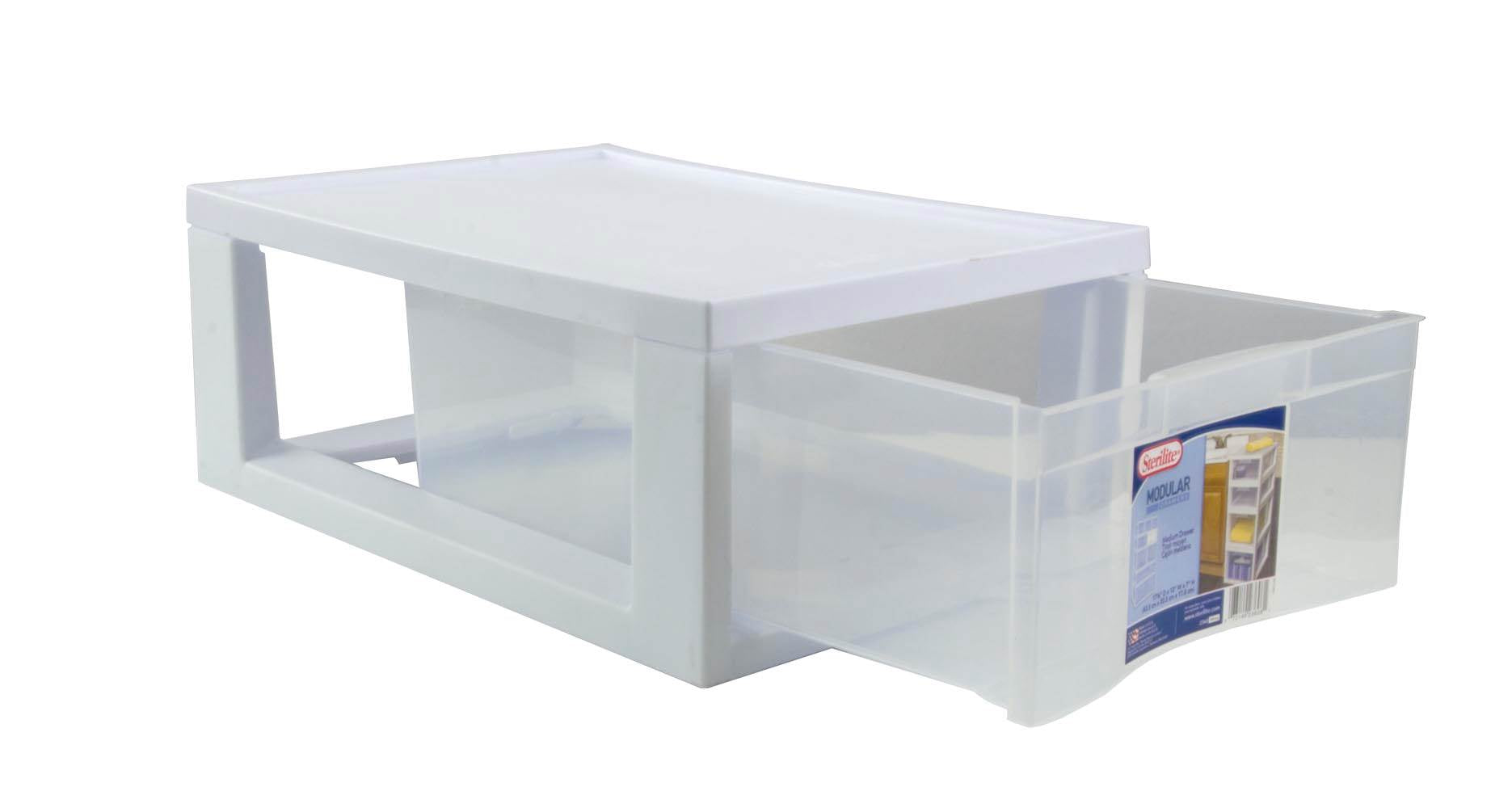 Sterilite Medium Modular Stacking Storage Drawer Clear Box Container (Open Box)
