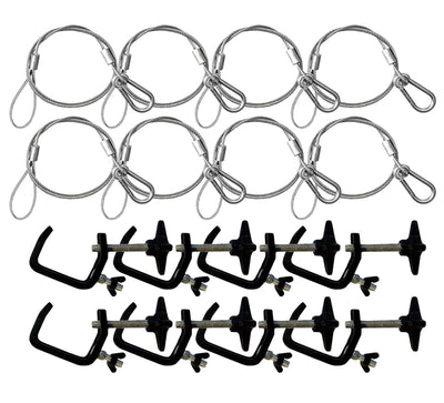 (8) Chauvet CH-05 31" Safety Clamp Cable Wires + (8) CLP-03 6" Lighting C-Clamps