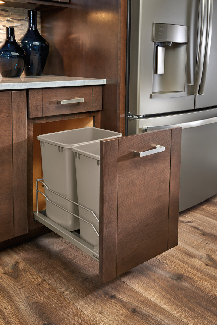 Rev-A-Shelf Double Pullout Trash Cans 35 qt. with Soft-close, 53WC-1835SCDM-212