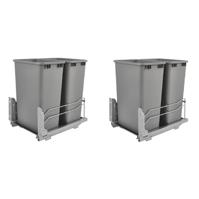 Rev-A-Shelf 53WC-2150SCDM-217 Double 50-Qt Pullout Waste Container Gray (2 Pack)