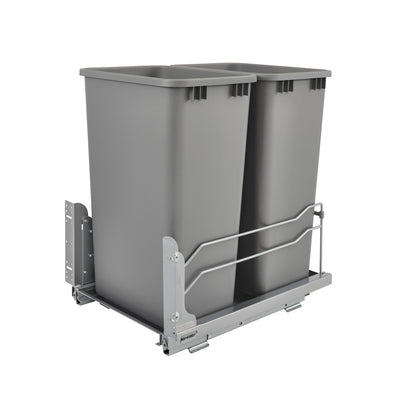 Rev-A-Shelf 53WC-2150SCDM-217 Double 50-Qt Pullout Waste Container Gray (2 Pack) - VMInnovations