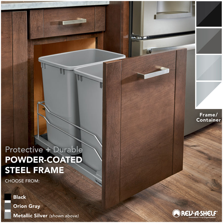 Rev-A-Shelf Double Pullout Trash Cans 35 qt. with Soft-close, 53WC-1835SCDM-211