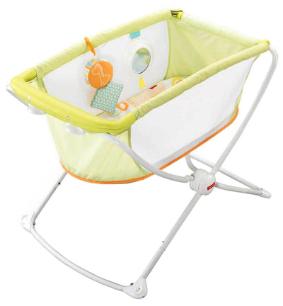 Fisher Price X7757 Rock with Me Portable Baby Infant Bassinet w/ Play Toy, Green