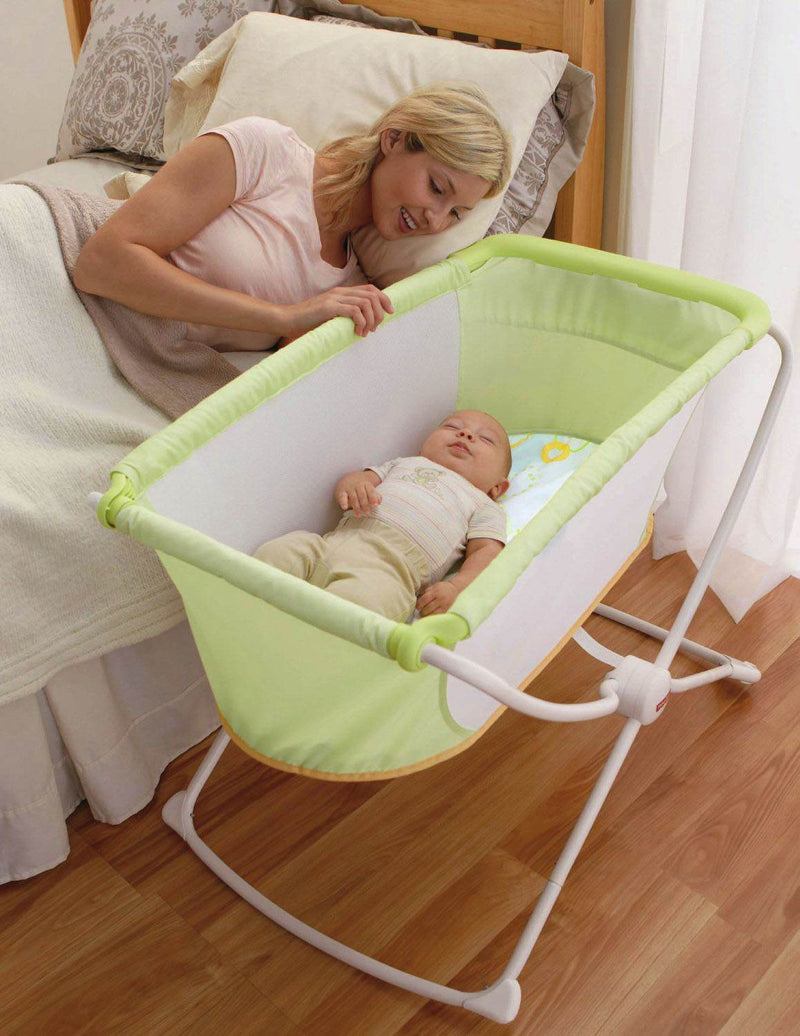 Fisher Price X7757 Rock with Me Portable Baby Infant Bassinet w/ Play Toy, Green