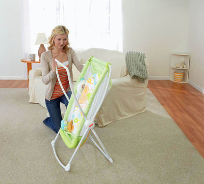 Fisher Price X7757 Rock with Me Portable Baby Infant Bassinet w/ Play Toy, Green