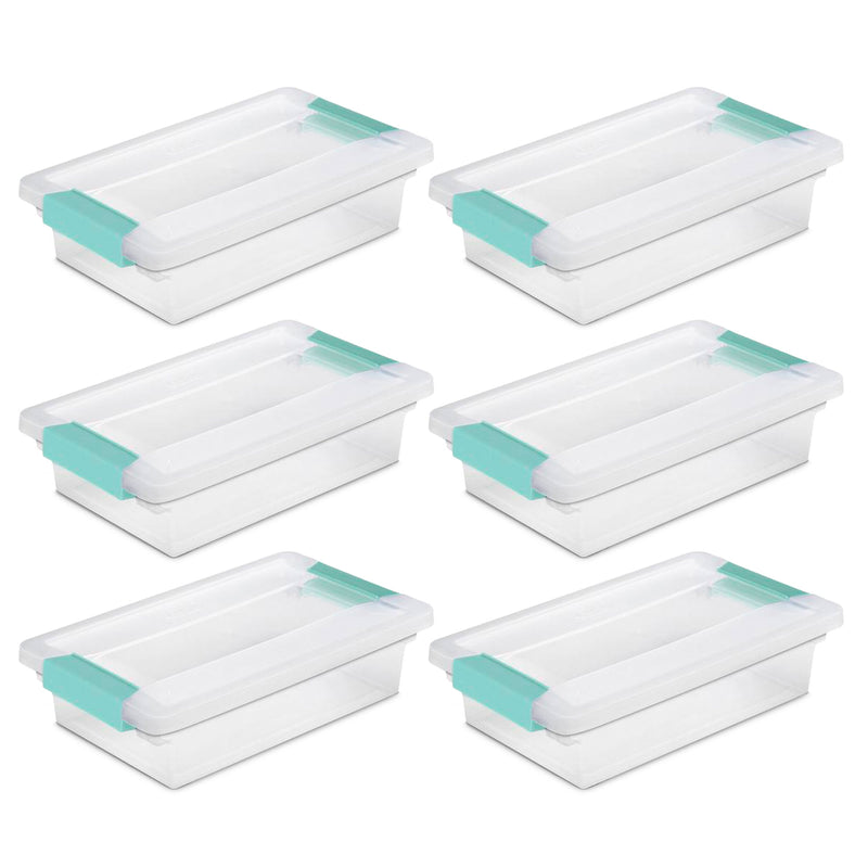 Sterilite Small Clip Box Clear Storage Tote Container with Latching Lid, 6 Pack