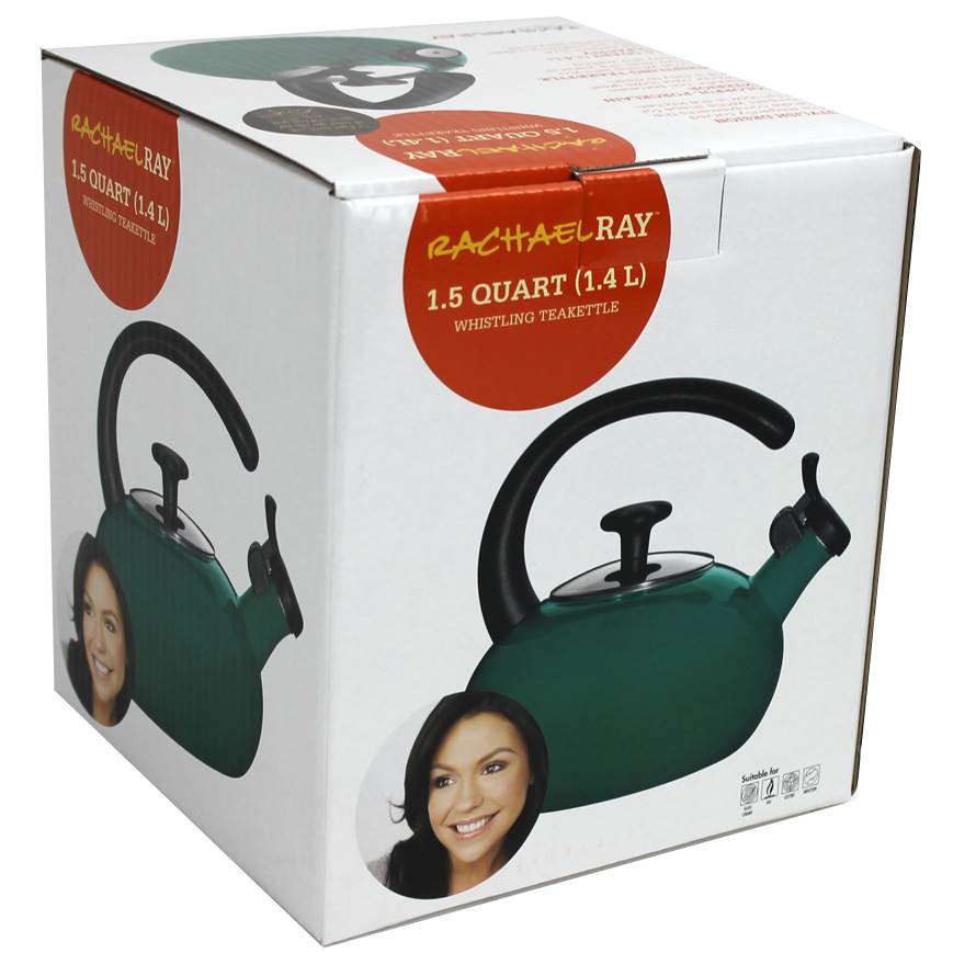 Rachael Ray 1.5Qt Curve Whistling Teakettle Porcelain Kitchen Green - Open Box