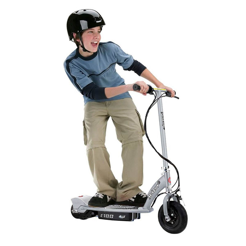 Razor E100 Kids 24 Volt Electric Powered Ride-On Scooter, Silver (Damaged)