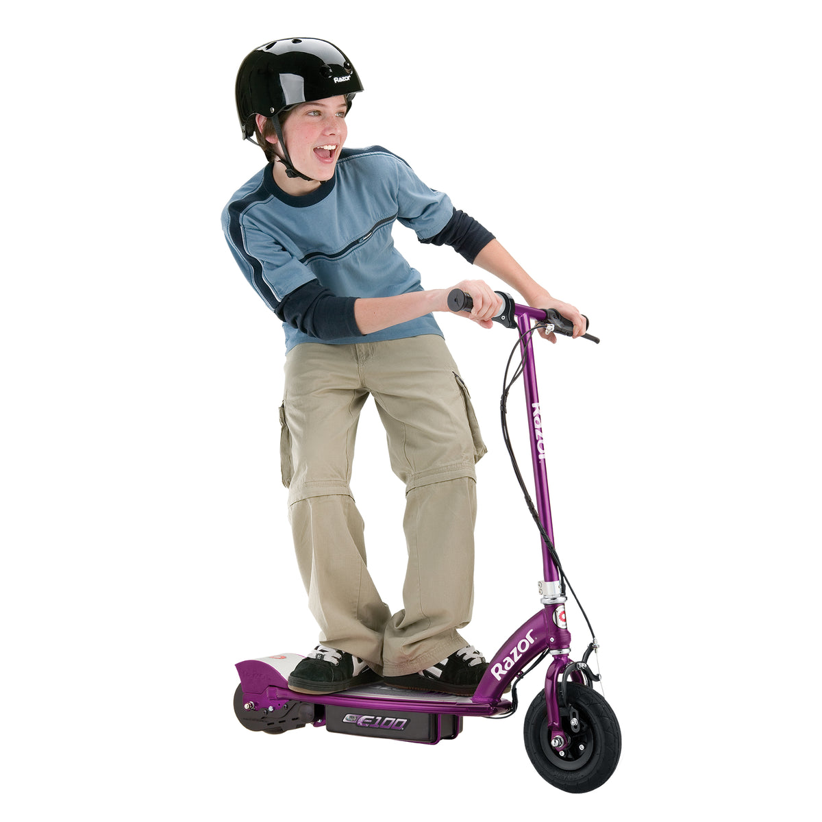 Razor E100 Kids Ride On 24V Motorized Powered Electric Scooter Toy, Purple (Refurbished)