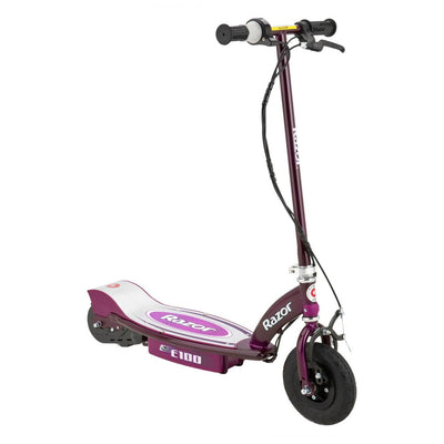 Razor E100 Kids 24V Electric Powered Ride On Scooter, Silver & Purple (2 Pack)