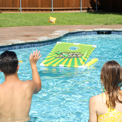 Swimline Swimming Pool Fun Floating Cornhole Bean Bags Toss Target Game-Open Box