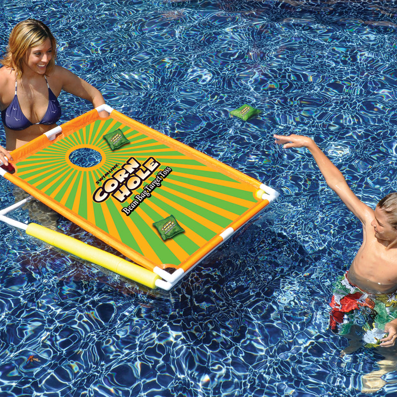 Swimline 91690 Swimming Pool Fun Floating Cornhole Bean Bags Toss Target Game