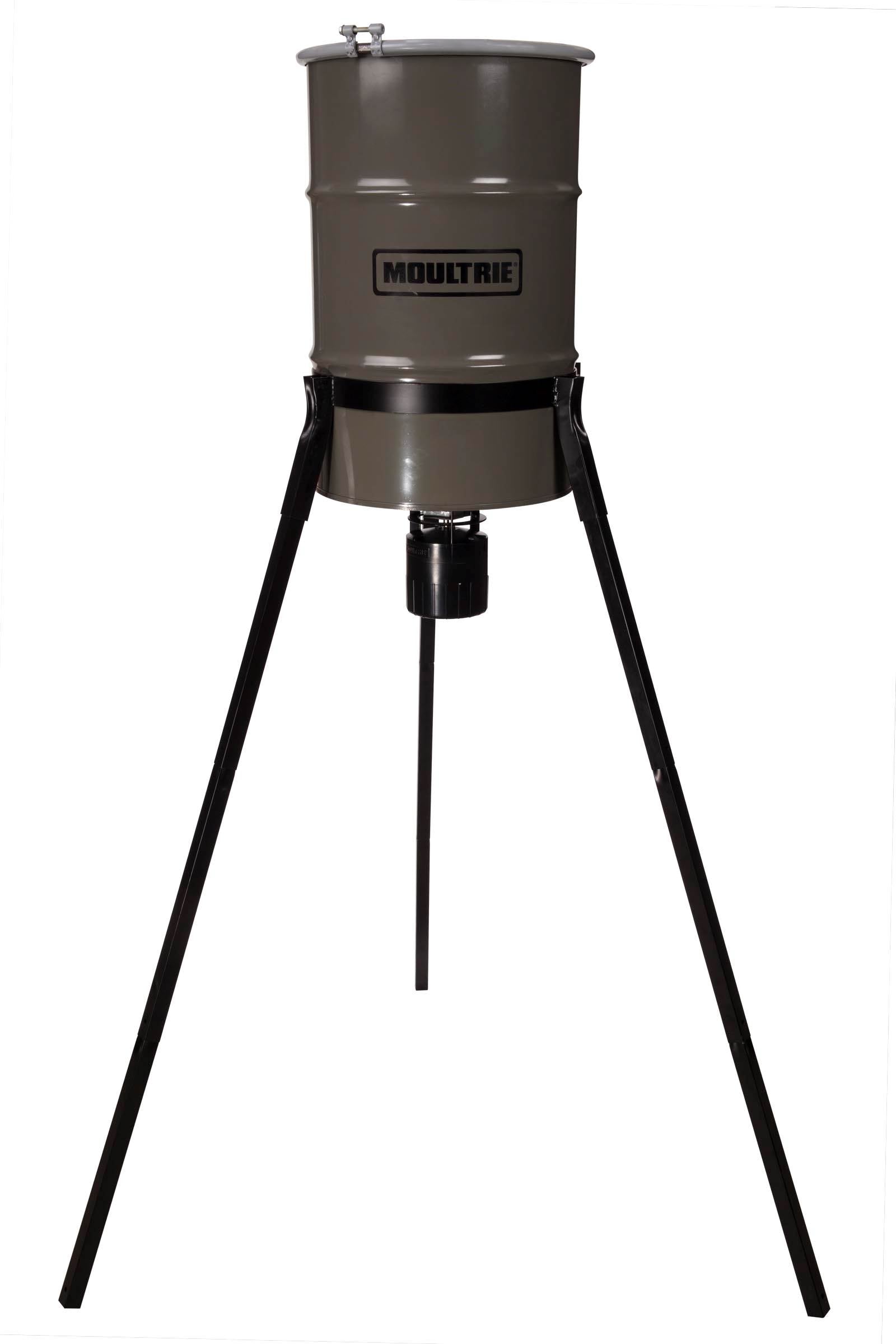 MOULTRIE 30 Gallon Pro-Hunter Metal Tripod Deer Feeder w/ 6V Battery & Charger