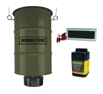 MOULTRIE 30 Gallon Pro Magnum Hanging Deer Feeder w/ 6V Battery & Solar Panel