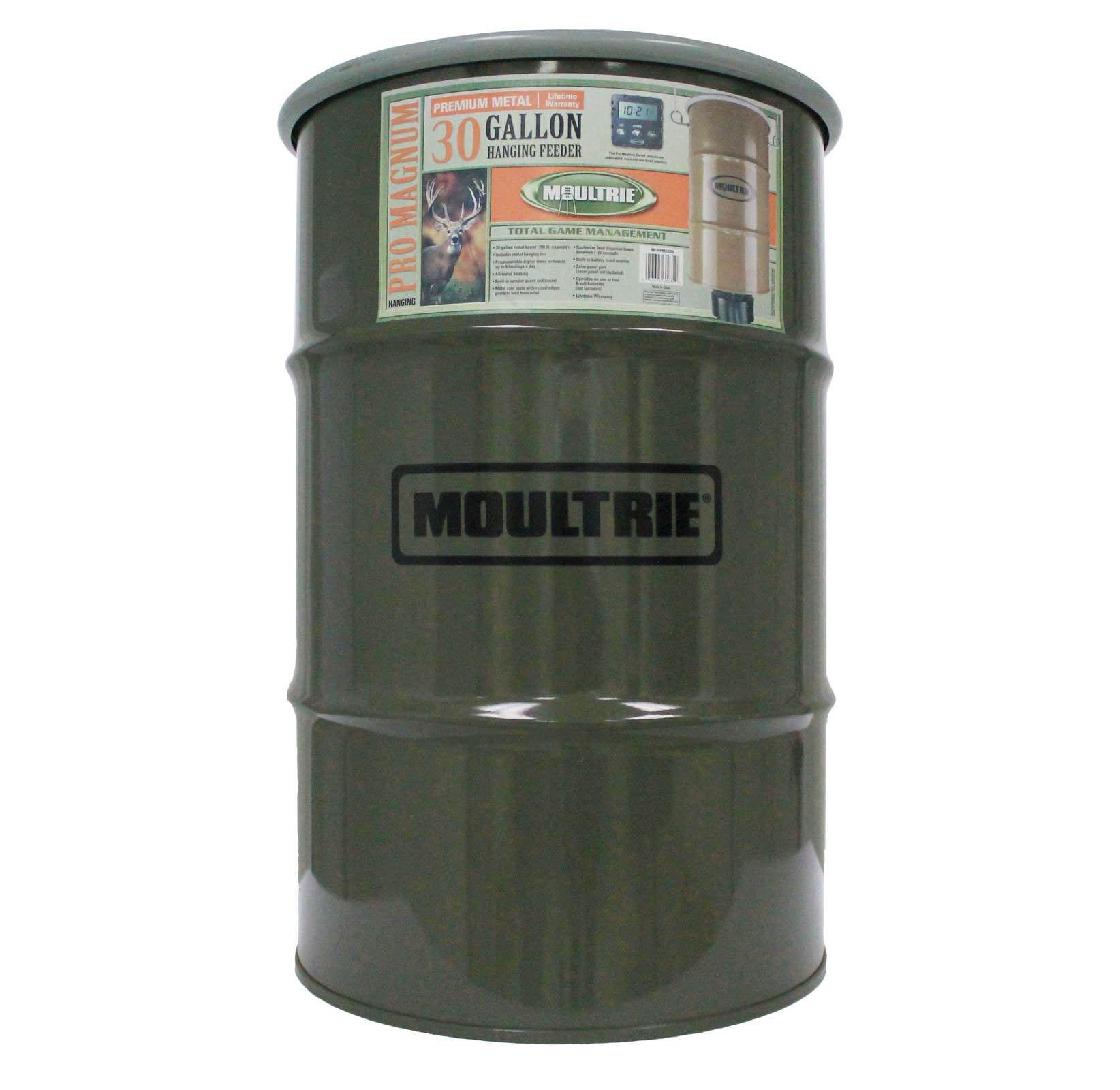 MOULTRIE 30 Gallon Pro Magnum Hanging Deer Feeder w/ 6V Battery & Solar Panel