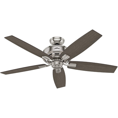 Hunter Bennett 52" Quiet Ceiling Fan with LED Light and Remote Control, Silver