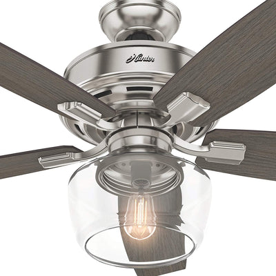 Hunter Bennett 52" Quiet Ceiling Fan with LED Light and Remote Control, Silver