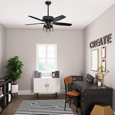 Hunter Bennett 52" Ceiling Fan w/ LED Lights and Remote , Matte Black (Open Box)