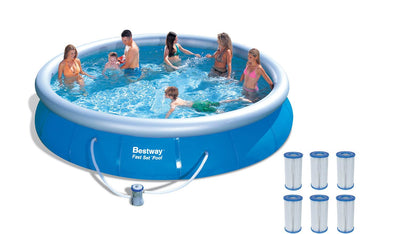 Bestway 15' x 36" Fast Set Inflatable Swimming Pool Set w/ 6 Type III Cartridges