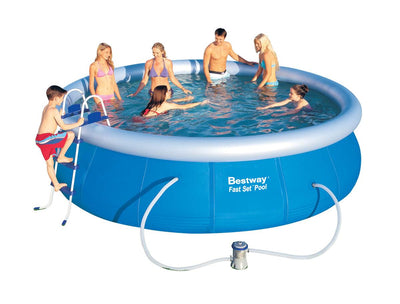 Bestway 15'x42" Fast Set Inflatable Above Ground Pool Set w/ 6 Filter Cartridges