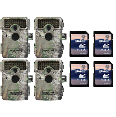 Moultrie M-1100i Mini No Glow Infrared Digital Trail Game Cameras + SD Cards, 4