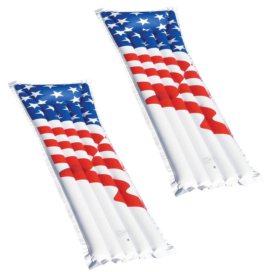 Swimline 72" Inflatable American Flag Swimming Pool and Lake Float Raft (2 Pack) - VMInnovations