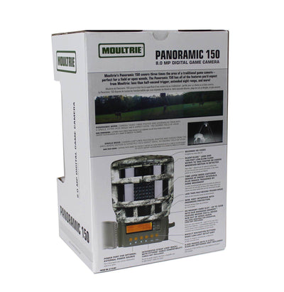 (2) MOULTRIE Low Glow Panoramic 150° Game Cameras + Security Boxes + SD Cards