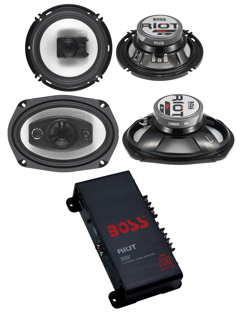 2) Boss R94 6x9" 500W 4 Way Car & 2) 6.5" 300W 3 Way Speakers & 200W 2-Ch Amp - VMInnovations