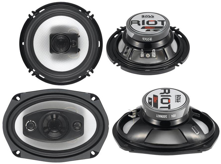 2) Boss R94 6x9" 500W 4 Way Car & 2) 6.5" 300W 3 Way Speakers & 200W 2-Ch Amp