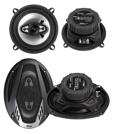 2) Boss NX524 5.25" 300W + 2) NX694 6x9" 800W 4-Way Car Audio Coaxial Speakers