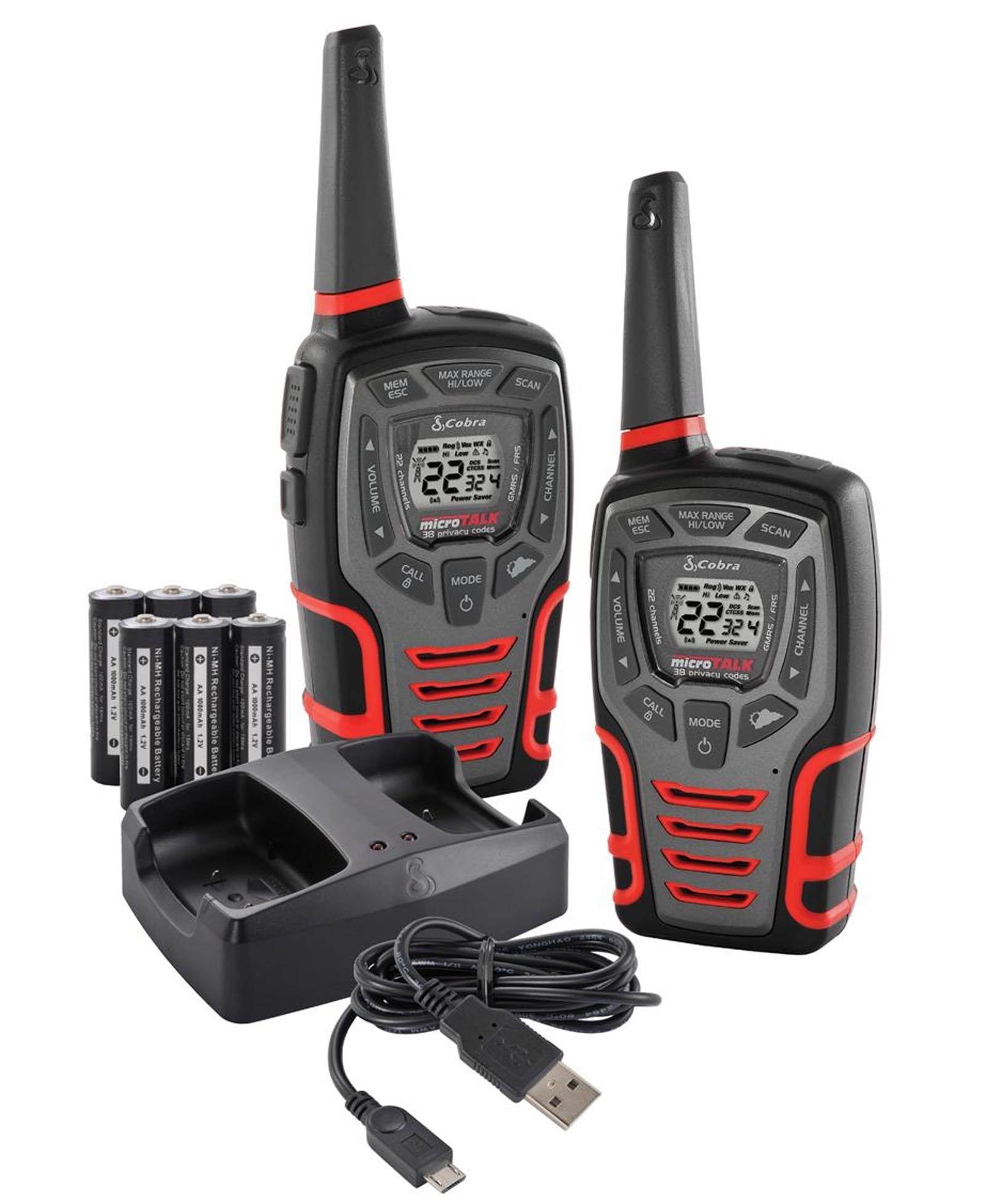 (2) COBRA MicroTalk 28 Mile 22 Channel 2-Way Radios Walkie Talkies (Open Box)