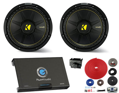 2) Kicker 44CWCS104 10" 1000W Car Subwoofers + AC2000.2 2000W 2-Ch Amp + Amp Kit