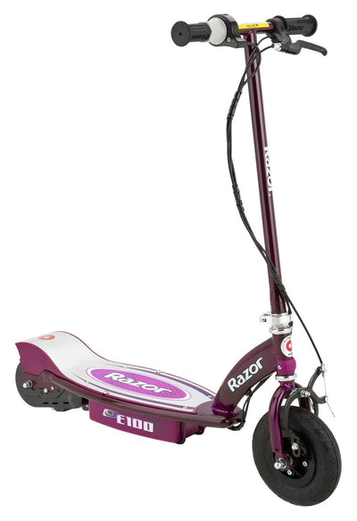 Razor E100 Kids Motorized 24V Electric Ride-On Scooter Includes a Helmet, Purple