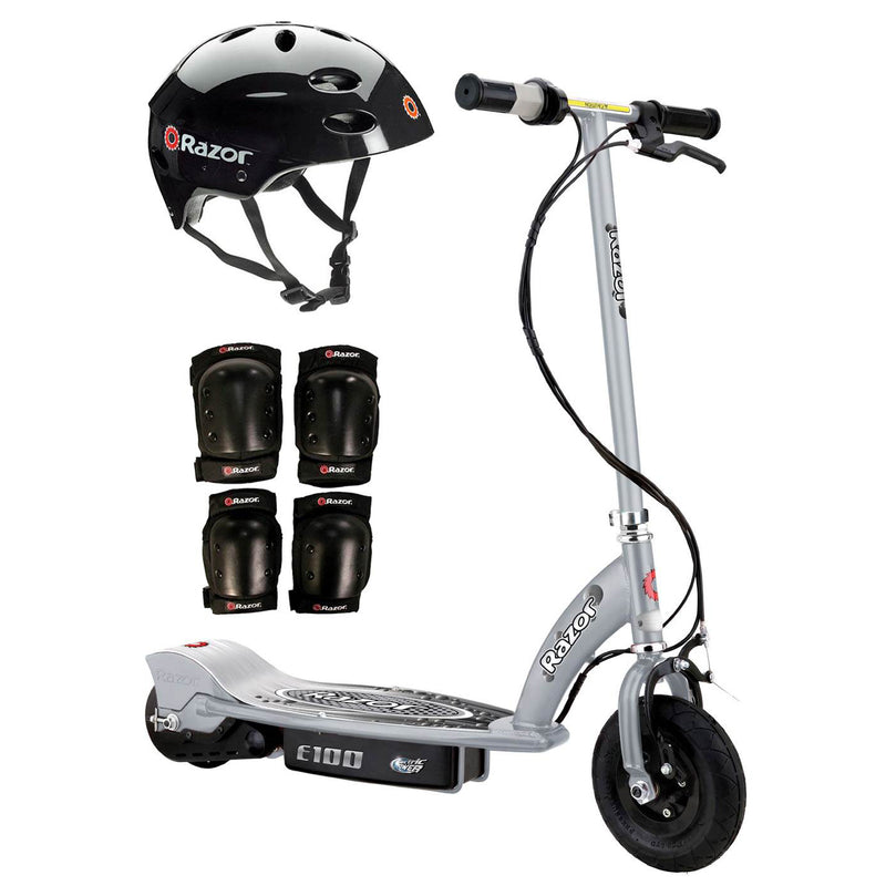 Razor E100 Kids Motorized 24V Electric Scooter with Helmet, Elbow & Knee Pads