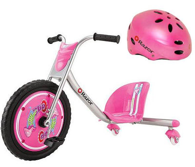 Razor Rip Rider 360 Drifting Ride-On Tricycle Trike & Youth Helmet (Pink)