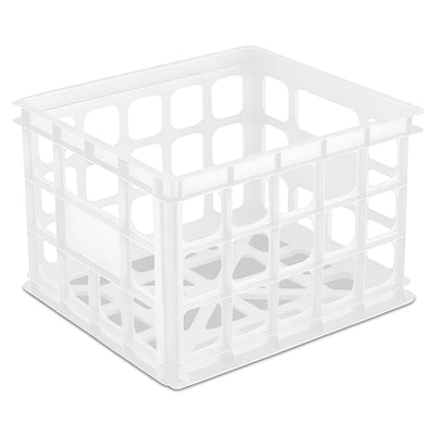 Sterilite Storage Crate, Stackable Plastic Bin Open Basket with Handles, 6 Pack