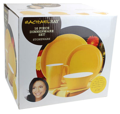 Rachel Ray Round and Square 16 Piece Stoneware Set Yellow - Missing Plate