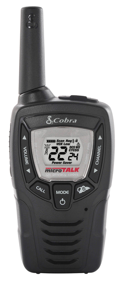 (2) COBRA ACXT390 MicroTalk 23 Mile 22 Ch Walkie Talkie 2-Way Radios w/ Headsets